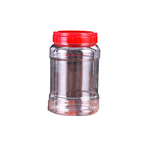Recipient din plastic transparent pentru depozitarea hranei pentru animale de companie, capacitate 1,5 kg, cu capac galben sau roșu