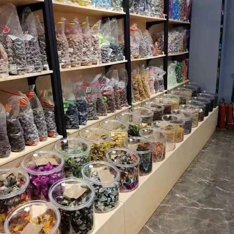 Plastične zatvorene posude za slatkiše i suho voće, prozirna okrugla kutija za žitarice
