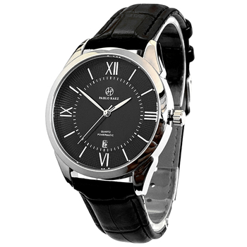 Ανδρικό Quartz ρολόι Pablo Raez με δερμάτινο λουρί, 40 mm καντράν, αδιάβροχο έως 30 m, ημερομηνία, κάσα από ανοξείδωτο ατσάλι