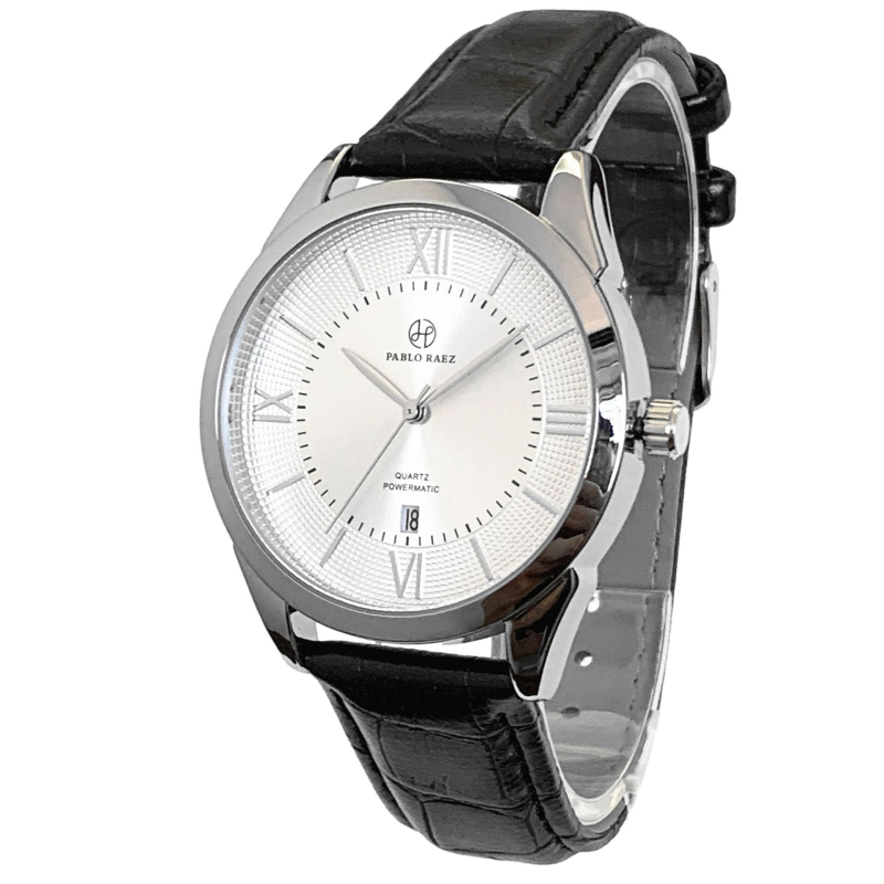 Ανδρικό Quartz ρολόι Pablo Raez με δερμάτινο λουρί, 40 mm καντράν, αδιάβροχο έως 30 m, ημερομηνία, κάσα από ανοξείδωτο ατσάλι