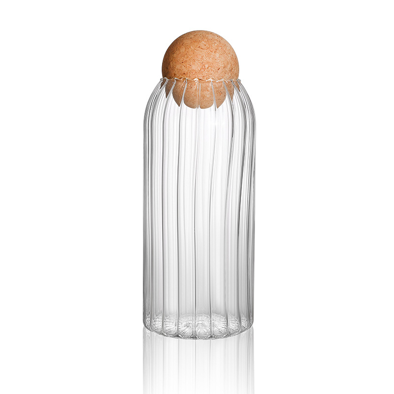 Prozirne okrugle staklene tegle s korek poklopcima – zatvorene posude za čuvanje zrna kave, kuhinja, 301–500 ml