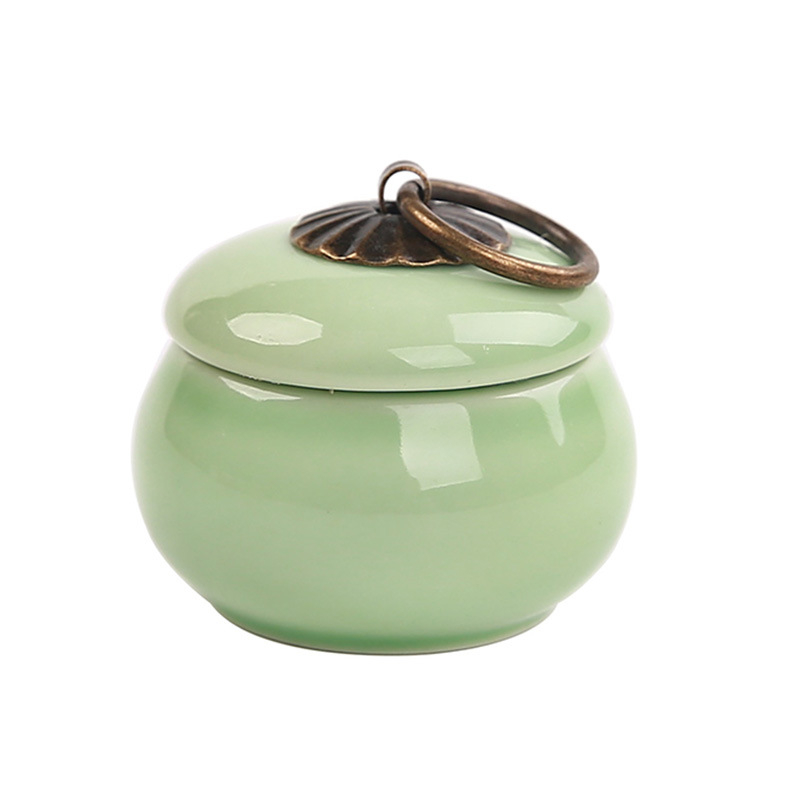 Rock Mountain mini keramička čajna posuda s šarenom glazurom i bakrenim kopčom, hermetički zatvorena porculanska posuda za čaj, masti, tablete i prašci