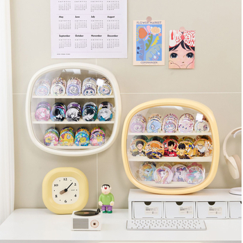 Stolna akrilna zatvorena vitrina za značke i anime kolekcije; prozirna, otporna na prašinu i vlagu; japanski stil; dimenzije 37,2×36,5×11,2 cm; 2 L