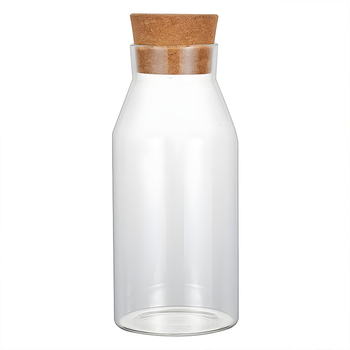Posuda od borosilikatnog stakla s plutenim poklopcem, okrugli spremnik za čaj i žitarice, 501–800 ml