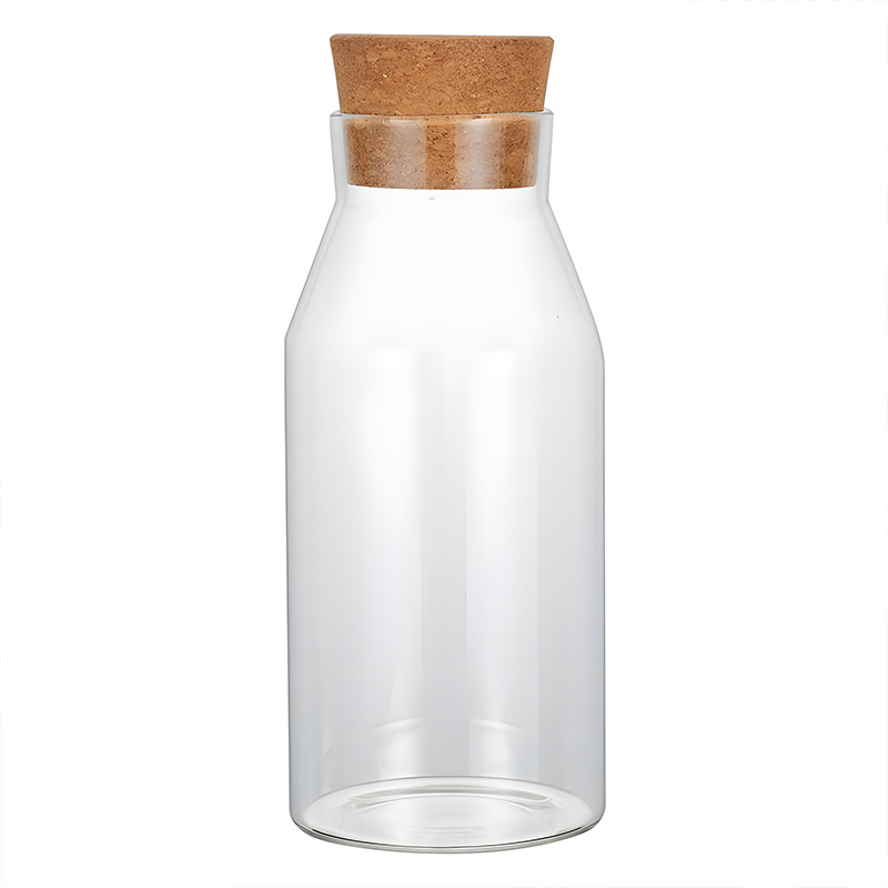 Posuda od borosilikatnog stakla s plutenim poklopcem, okrugli spremnik za čaj i žitarice, 501–800 ml