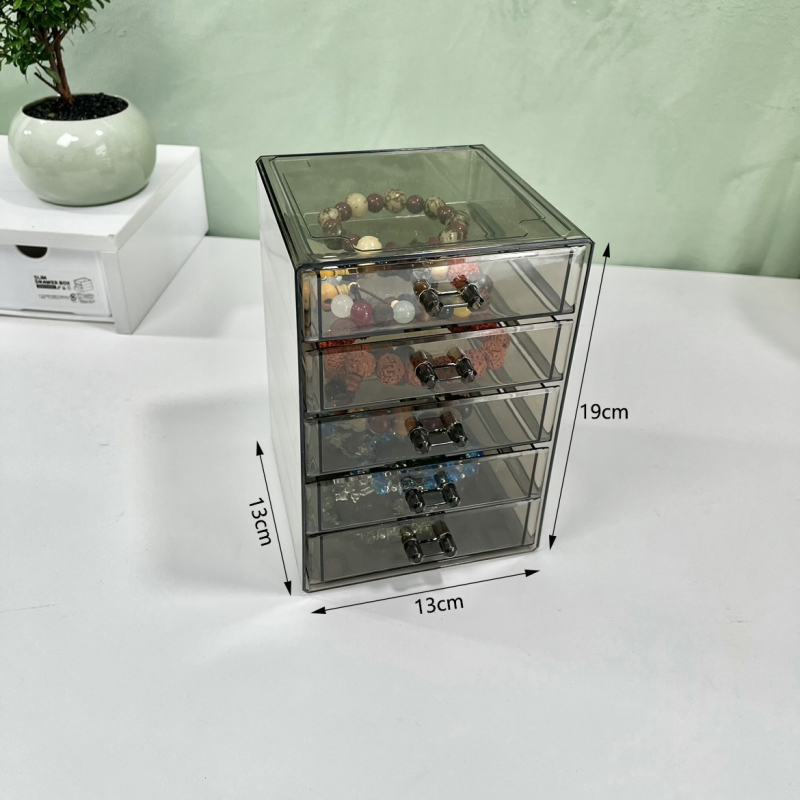 Kutija za nakit od prozirnog kristalno-akrilnog materijala, protioxidacijska, prašinu štiti, prozirna za skladištenje narukvica i perli, može se slagati, kapacitet 1 L, dimenzije 13x13x15 cm