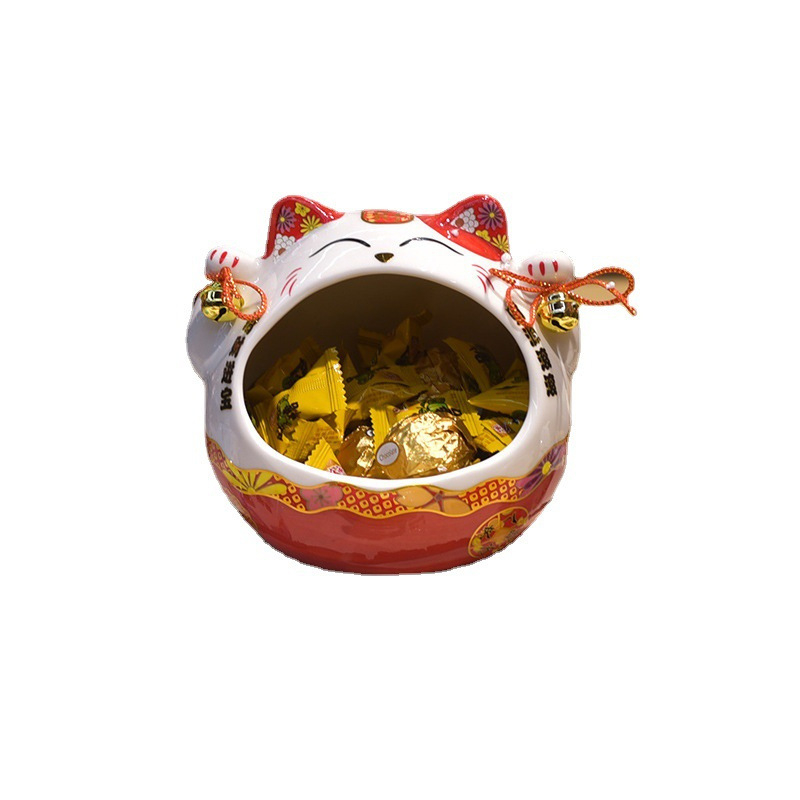 Keramička figura Maneki-neko, posuda za bombone, skladište za ključeve i kozmetiku, moderni minimalistički ukras
