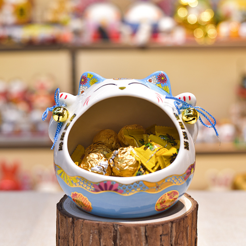 Keramička figura Maneki-neko, posuda za bombone, skladište za ključeve i kozmetiku, moderni minimalistički ukras