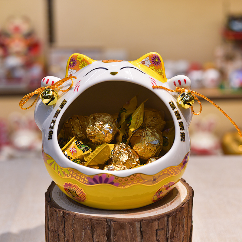 Keramička figura Maneki-neko, posuda za bombone, skladište za ključeve i kozmetiku, moderni minimalistički ukras