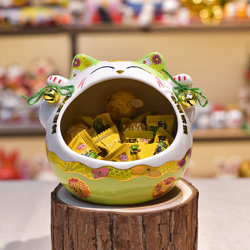 Keramička figura Maneki-neko, posuda za bombone, skladište za ključeve i kozmetiku, moderni minimalistički ukras