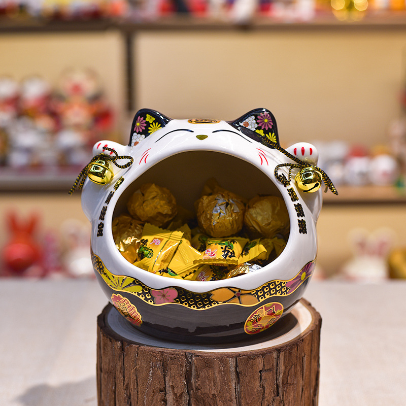 Keramička figura Maneki-neko, posuda za bombone, skladište za ključeve i kozmetiku, moderni minimalistički ukras