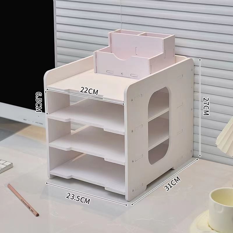 A4 organizator datoteka s 7-razinskim stolnim regalom, PVC, veliki kapacitet za dokumente i uredski materijal