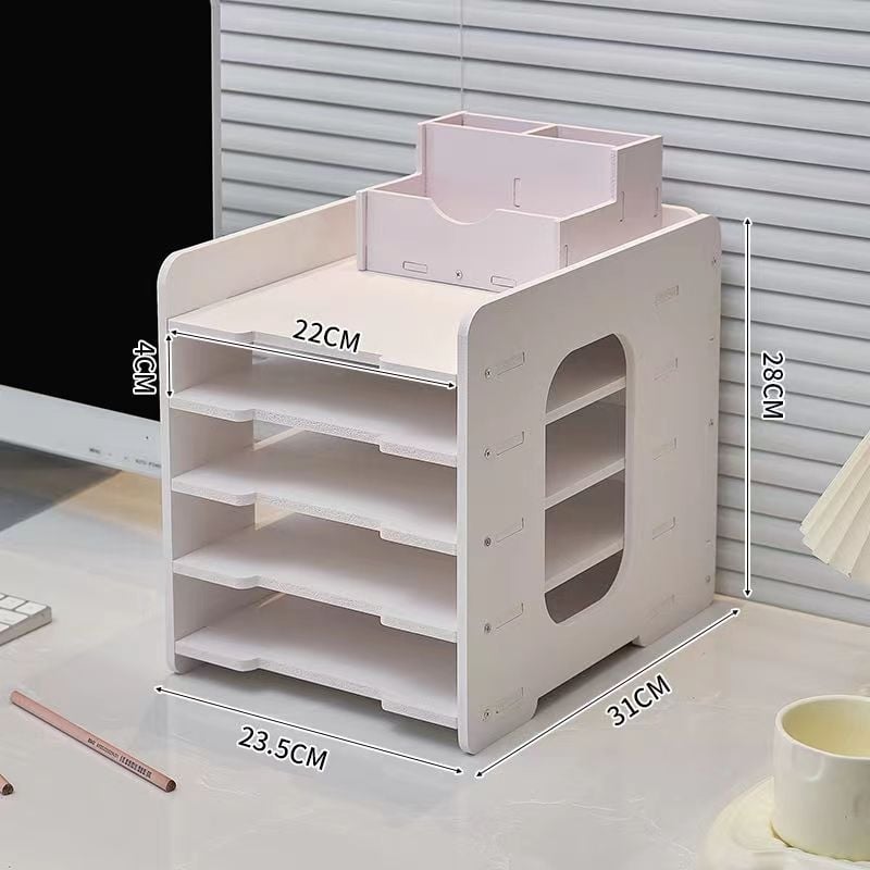 A4 organizator datoteka s 7-razinskim stolnim regalom, PVC, veliki kapacitet za dokumente i uredski materijal
