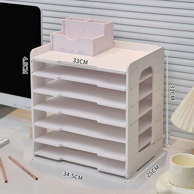 A4 organizator datoteka s 7-razinskim stolnim regalom, PVC, veliki kapacitet za dokumente i uredski materijal