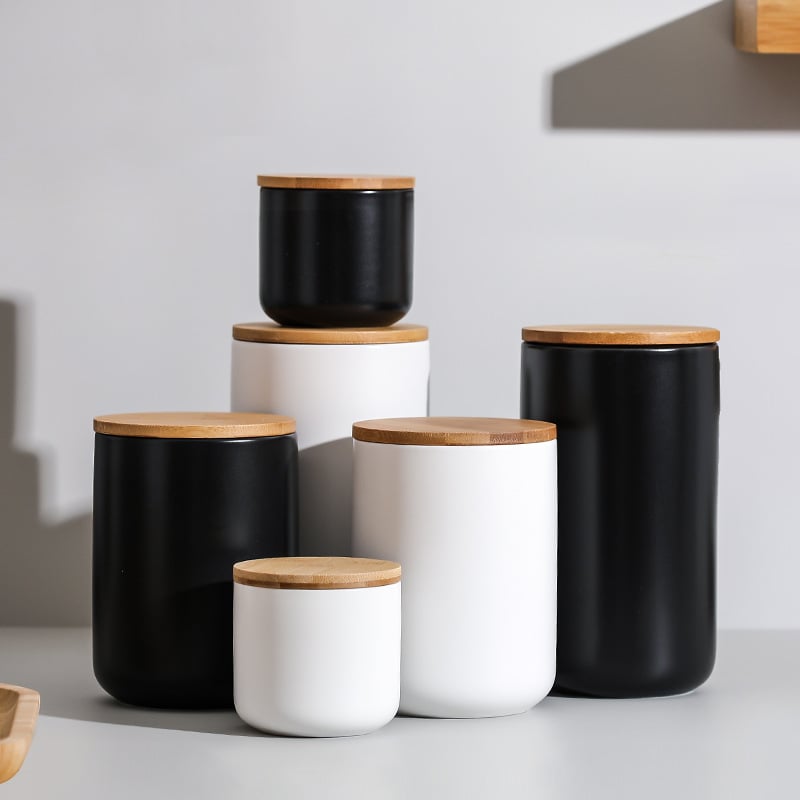 Skandinavski keramički hermetički spremnik za kuhinju, skladištenje žitarica, slatkiša, kave i čaja; porculan, 800–1000 ml, trostupanjski, moderan minimalistički dizajn