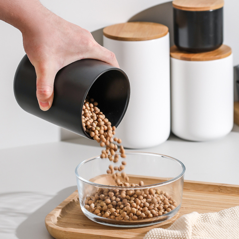 Skandinavski keramički hermetički spremnik za kuhinju, skladištenje žitarica, slatkiša, kave i čaja; porculan, 800–1000 ml, trostupanjski, moderan minimalistički dizajn