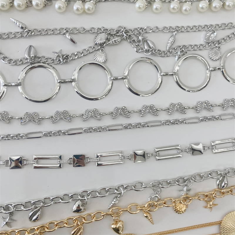 Ženski kaiš za struk – ukrasni, tanak pojas za haljinu, srebrna metalna lanac, etnički stil