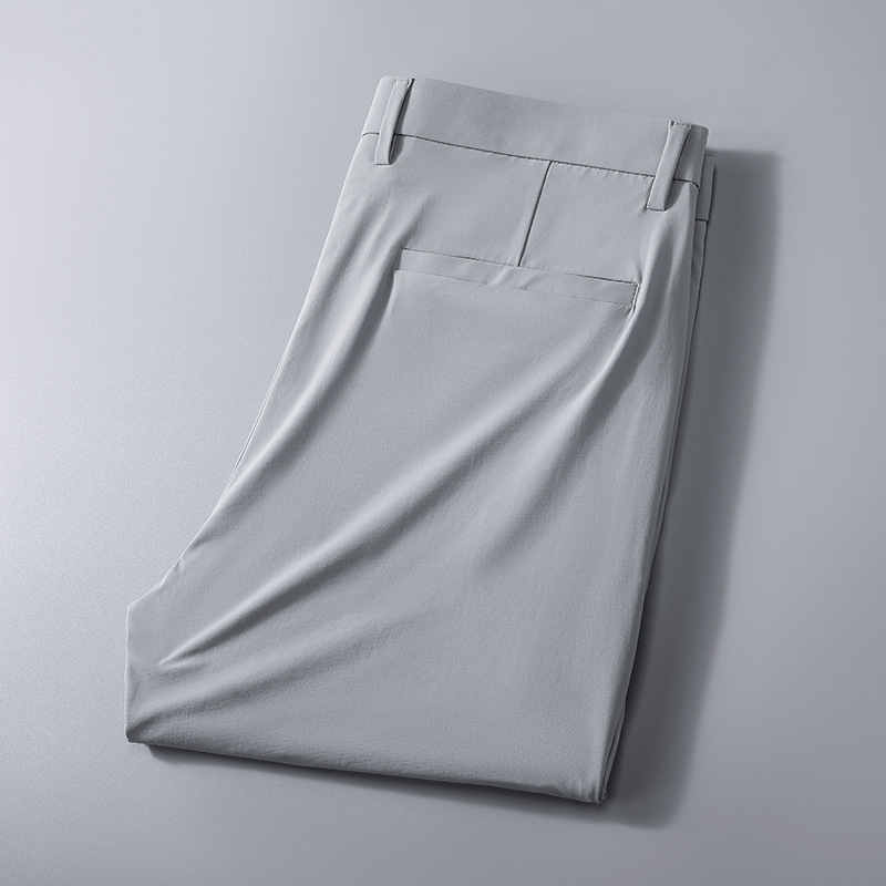 Visokokvalitetne muške hlače Ice Silk, ljetne tanke, visoka elastičnost, ravni kroj, poslovni casual