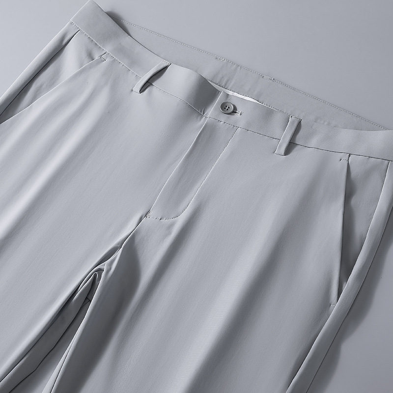 Visokokvalitetne muške hlače Ice Silk, ljetne tanke, visoka elastičnost, ravni kroj, poslovni casual