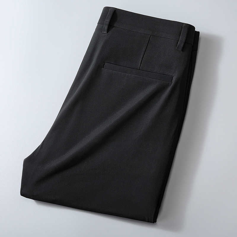 Visokokvalitetne muške hlače Ice Silk, ljetne tanke, visoka elastičnost, ravni kroj, poslovni casual