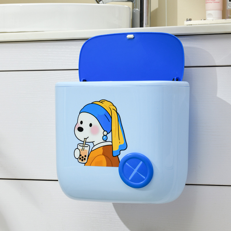 Kanta za otpatke na zid s poklopcem, za kuhinju i kupaonu, ovalnog oblika, plastika, 9 l, elegantan dizajn