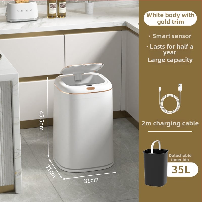 Helixun 40L smart odpadkový kôš pre domáce použitie, štvorcový, s automatickým senzorom, model 8649-8650