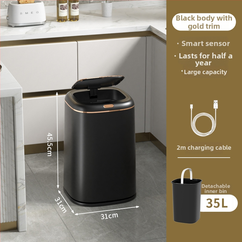 Helixun 40L smart odpadkový kôš pre domáce použitie, štvorcový, s automatickým senzorom, model 8649-8650