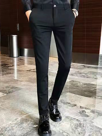 Nove muške cropped hlače, jesen/zima, korejski stil, casual slim-fit, s fleeceom, bez glačanja
