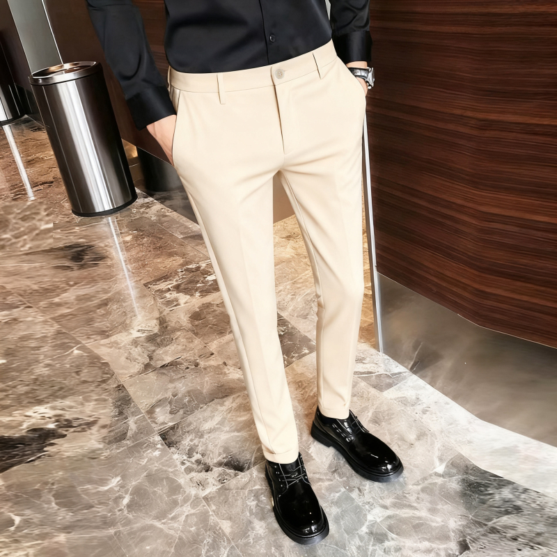 Nove muške cropped hlače, jesen/zima, korejski stil, casual slim-fit, s fleeceom, bez glačanja