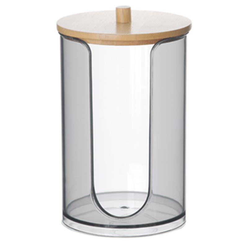 Kutija za štapiće od pamuka s poklopcem od bambusa, prozirni akrilni kupaonski organizator