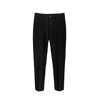 Muške crne hlače s flis podstavom, slim fit, ravni kroj, skraćena duljina za jesen-zimu
