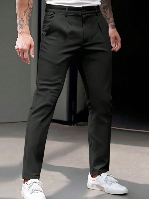 Ανδρικά παντελόνια business casual με στενή γραμμή, ίσια εφαρμογή, άνοιξη-καλοκαίρι, 100% πολυεστέρας, κωδικός 4507
