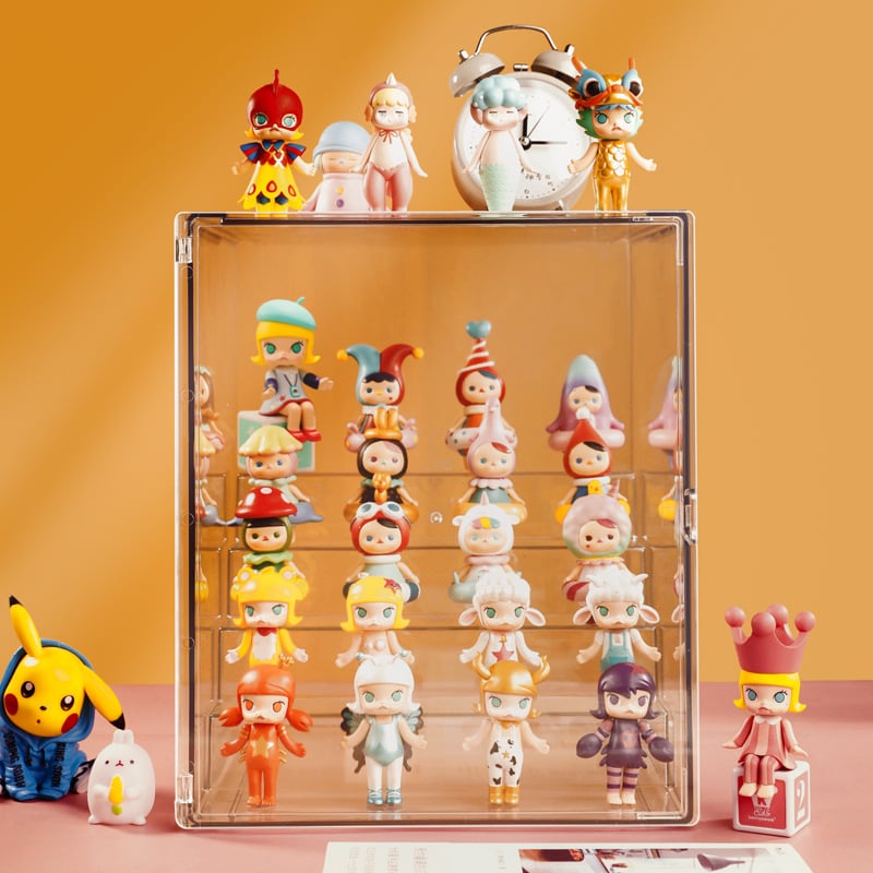 Prozirni vitrin za skladištenje Blind Box figura – velik kapacitet, s poklopcem, mogućnost slaganja