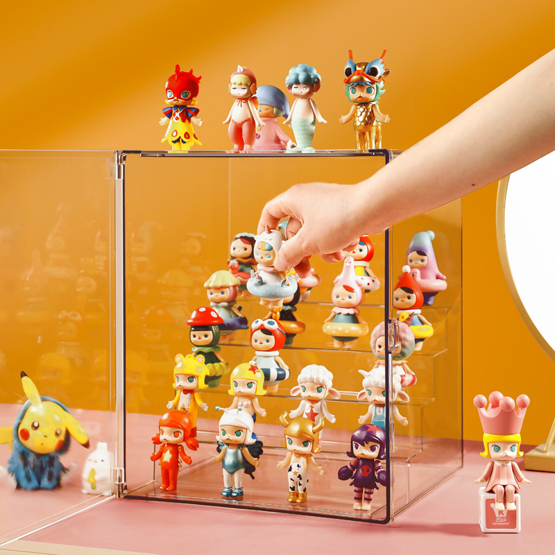 Prozirni vitrin za skladištenje Blind Box figura – velik kapacitet, s poklopcem, mogućnost slaganja