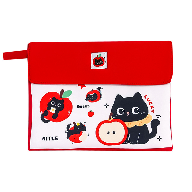 Slatka torbica za dokumente Apple Kitty, udobna ručka za pohranu školskih radova