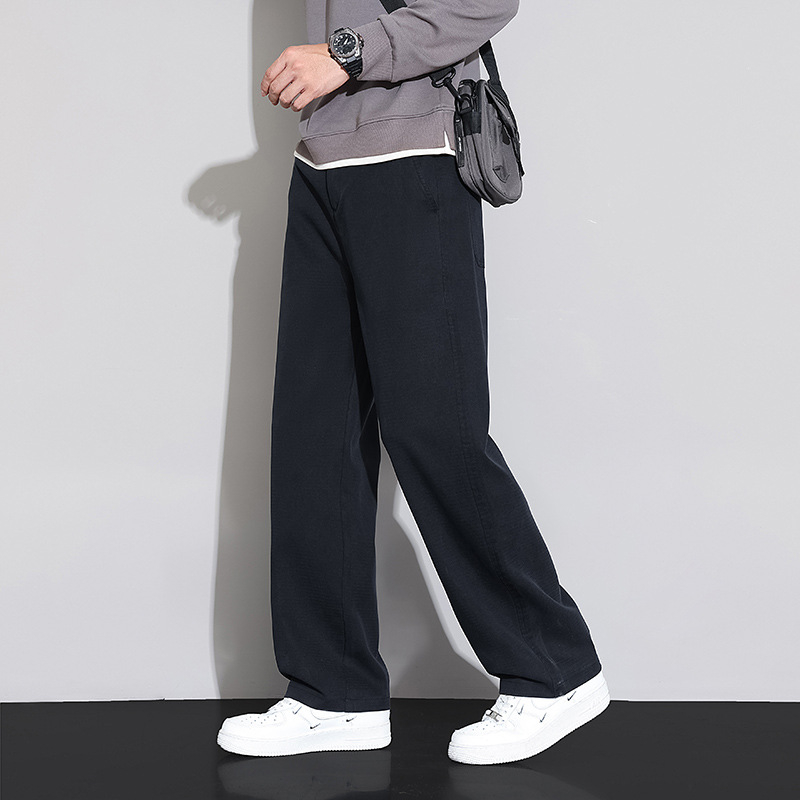 Ανδρικά παντελόνια Lyocell, business casual, φαρδιά ίσια γραμμή, φθινοπωρινά-χειμωνιάτικα