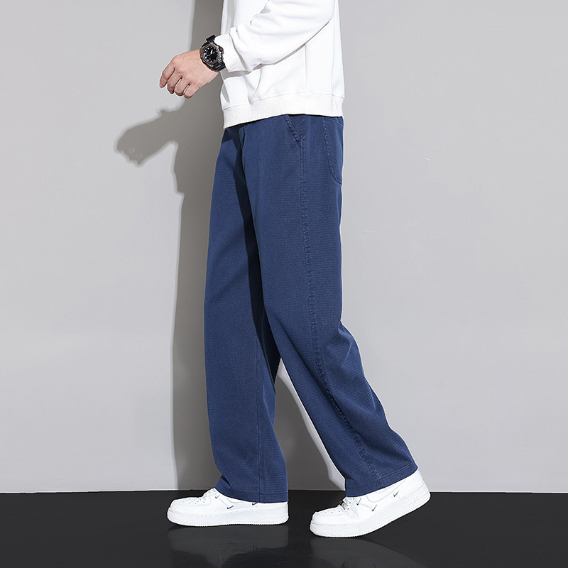 Ανδρικά παντελόνια Lyocell, business casual, φαρδιά ίσια γραμμή, φθινοπωρινά-χειμωνιάτικα