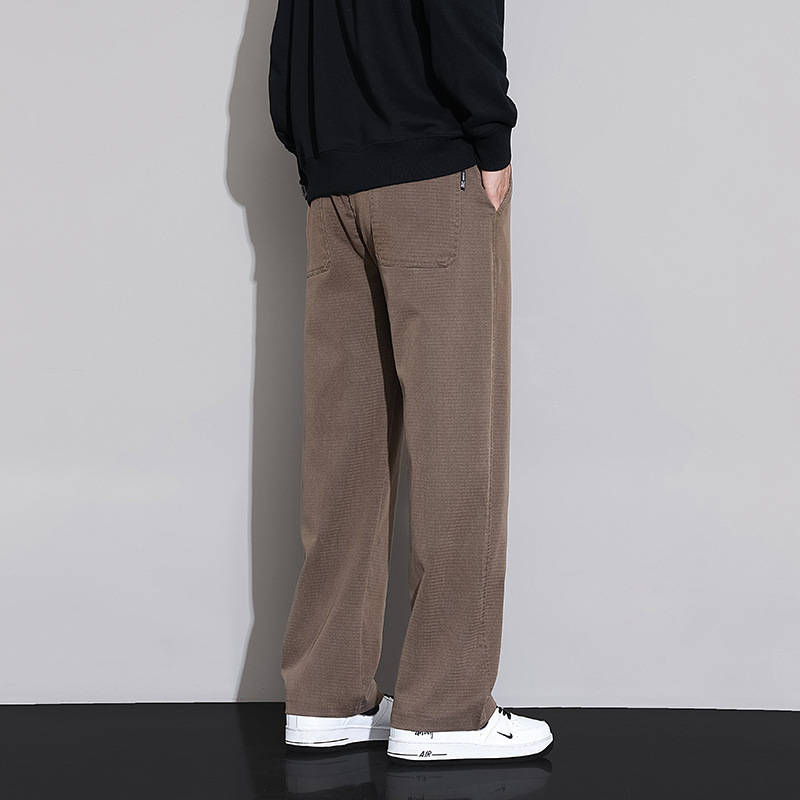 Ανδρικά παντελόνια Lyocell, business casual, φαρδιά ίσια γραμμή, φθινοπωρινά-χειμωνιάτικα