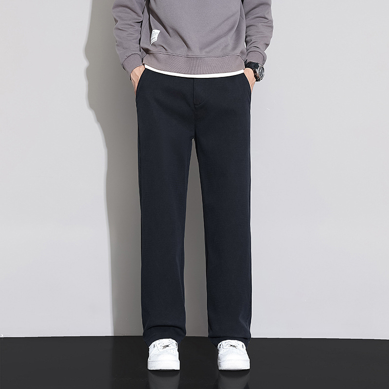Ανδρικά παντελόνια Lyocell, business casual, φαρδιά ίσια γραμμή, φθινοπωρινά-χειμωνιάτικα