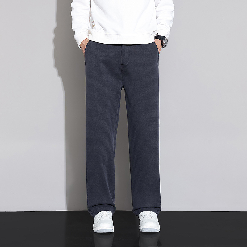 Ανδρικά παντελόνια Lyocell, business casual, φαρδιά ίσια γραμμή, φθινοπωρινά-χειμωνιάτικα