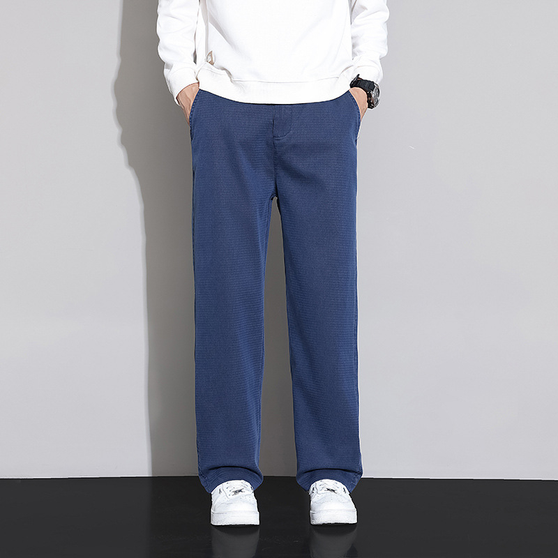 Ανδρικά παντελόνια Lyocell, business casual, φαρδιά ίσια γραμμή, φθινοπωρινά-χειμωνιάτικα