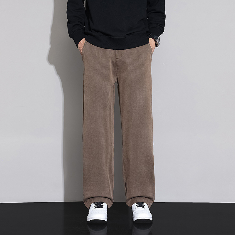 Ανδρικά παντελόνια Lyocell, business casual, φαρδιά ίσια γραμμή, φθινοπωρινά-χειμωνιάτικα