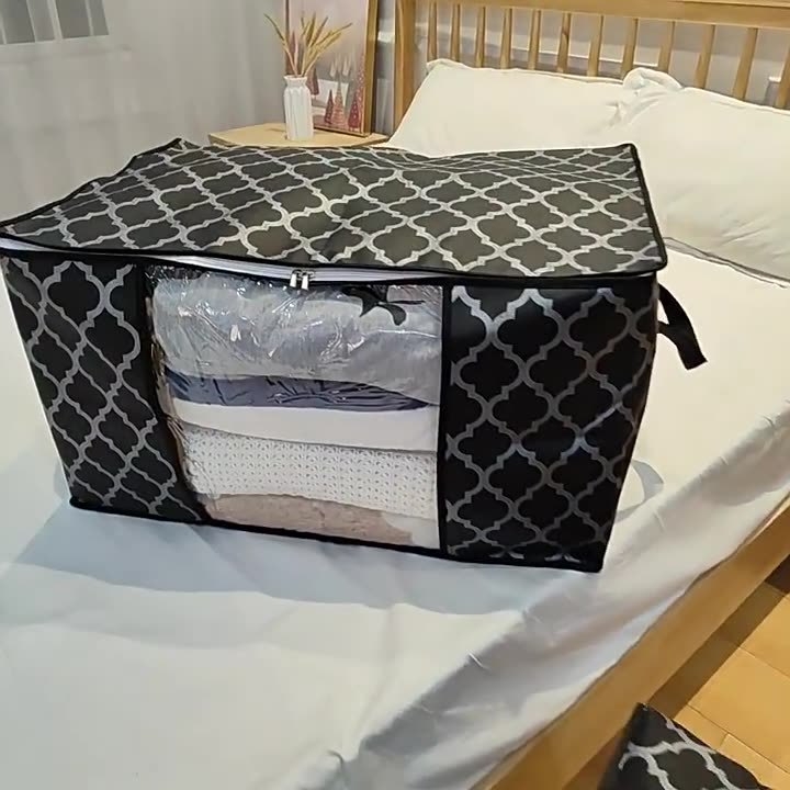Torba za pohranu posteljine od netkanog materijala sa prozirnim prozorom, otporna na vlagu za odjeću, sklopivi spremnik za spavaću sobu