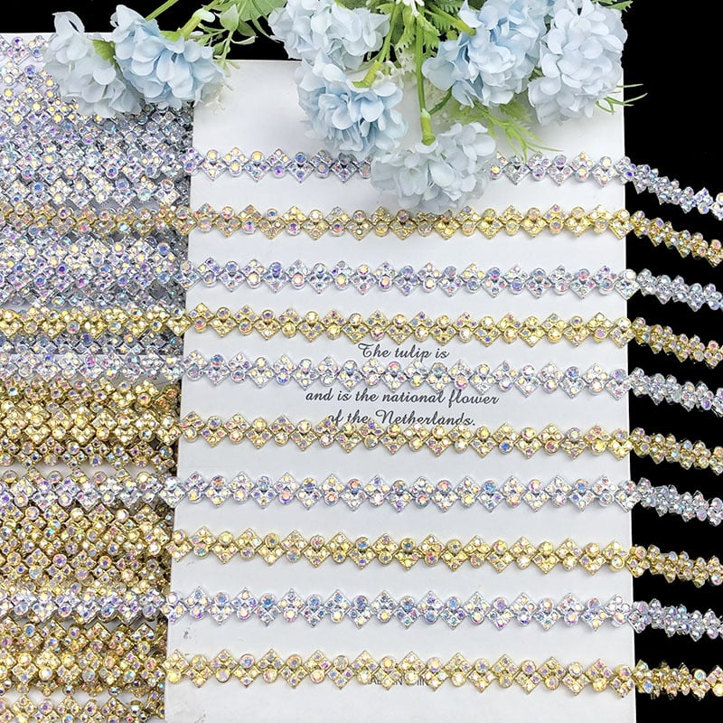 Nova 1,2 cm ušivena čipka s kristalićima, DIY pojas za struk za odjeću etničke skupine Miao, čipka 9 m