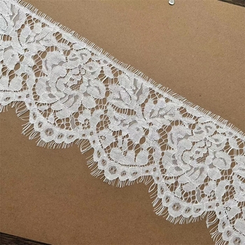 14,5 cm široka iznimna kostna nit, jednoslojna eyelash lace tkanina za DIY dekoracije zavjesa, vjenčanica i modnih dodataka