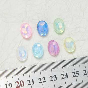 Stakleni kristali za nokte, ovalnog oblika s oštrim dnom, uzorak kapljica vode, 13×18 mm, ukrasi za nokte DIY