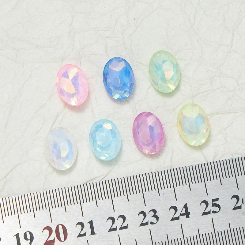 Stakleni kristali za nokte, ovalnog oblika s oštrim dnom, uzorak kapljica vode, 13×18 mm, ukrasi za nokte DIY
