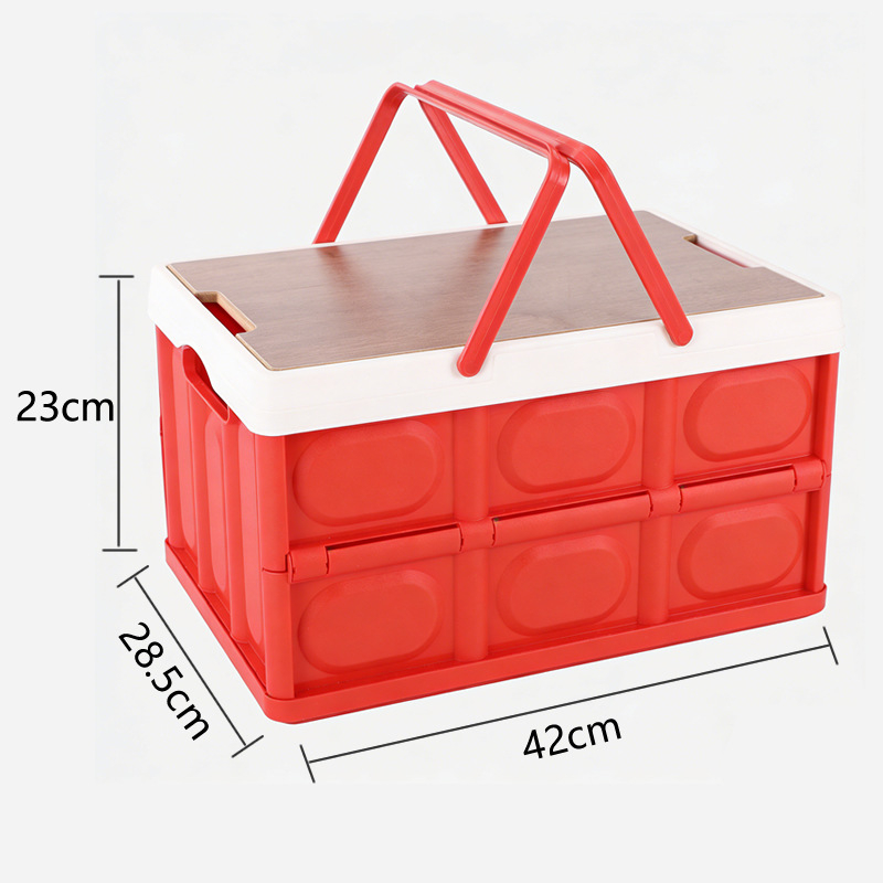 Crvena sklopiva kutija za pohranu, prijenosni organizator za prtljažnik automobila, 30 L, višenamenska kutija za pohranu