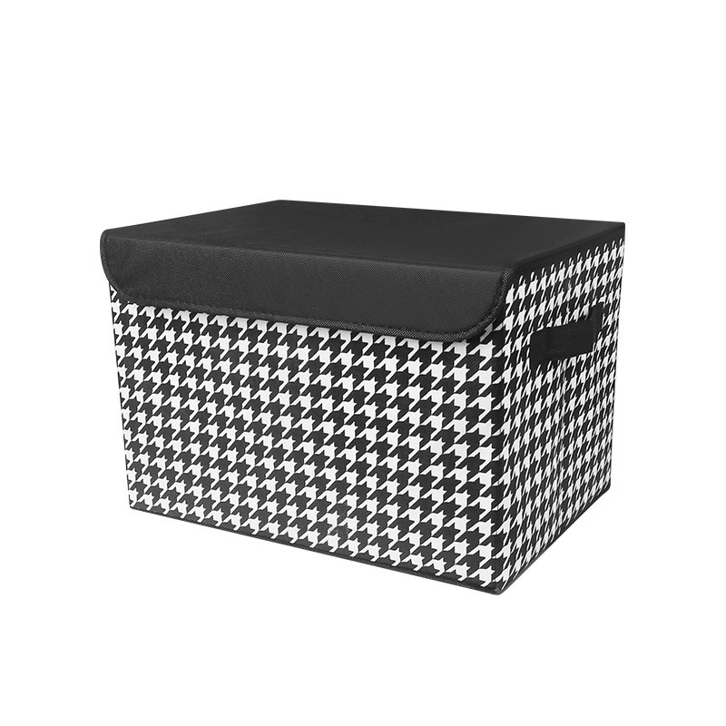 Kutija za organizaciju prtljažnika automobila s uzorkom houndstooth, sklopiva, s ručkom, 35×27×27 cm