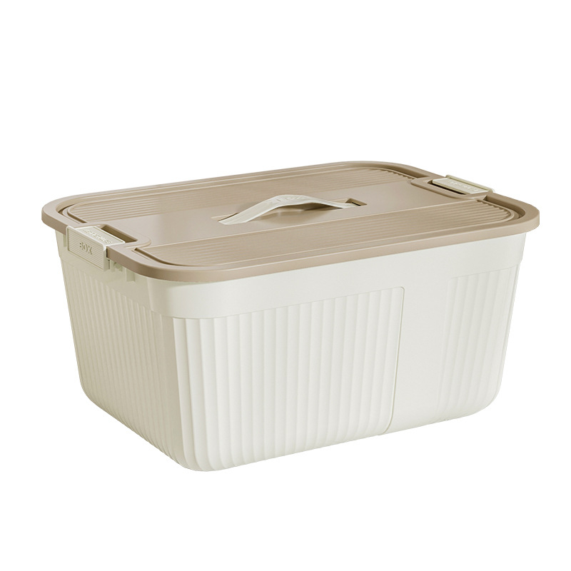 Kućna kutija za pohranu velike kapacitete, čvrsta, prijenosna, krem boje, plastična kutija za sitnice, igračke i grickalice